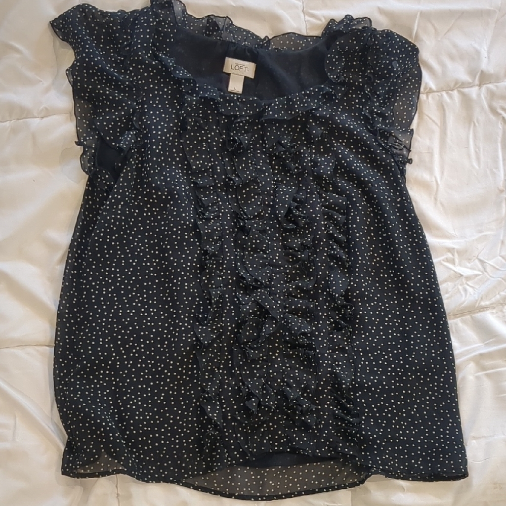 LOFT Blue Polka Dot Women's Top